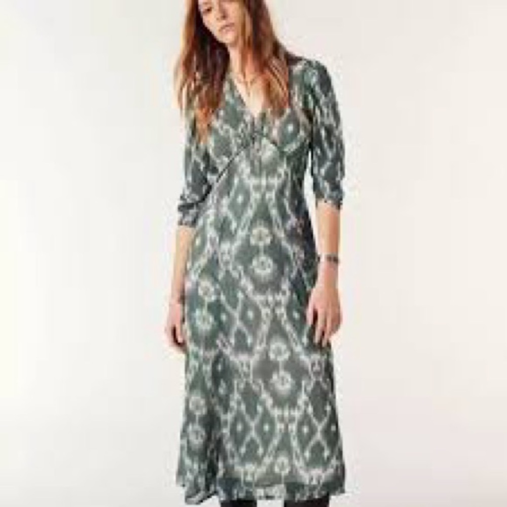 ba&sh Matsa Green Print Dress Size Small